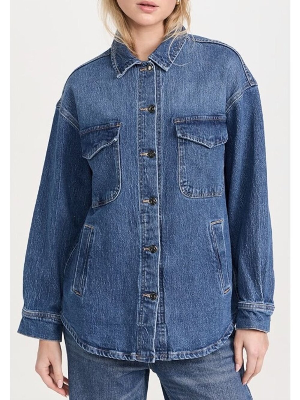 NWT FAVORITE DAUGHTER The David Shacket Shirt Jacket Denim Inez XS
